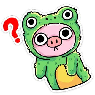 😐 frog, costume, question, sticker, cartoon, cute telegram sticker