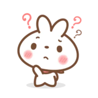 ❓ coelho, pensando, pergunta, fofo, kawaii, adesivo, desenho animado telegram sticker