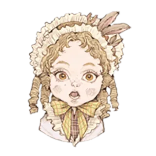 😧 女の子, ポートレート, ヴィンテージ, かわいい, レース, リボン telegram sticker