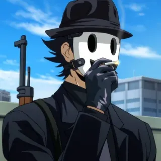 🚬 anime, mask, sniper mask, character, gun, smoking, hat telegram sticker