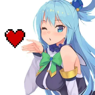 😘 Aqua Anime, Gadis, Karakter, Berkedip, Hati, Imut, Konosuba telegram sticker