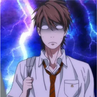 ⚡ Anime, Uniforme escolar, Chocado, Expressão, Relâmpago telegram sticker