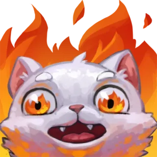 🔥 cat, fire, cartoon, animal, cute telegram sticker