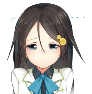 😞 Anime, Triste, Ragazza, Capelli Lunghi, Bruna, Carina telegram sticker