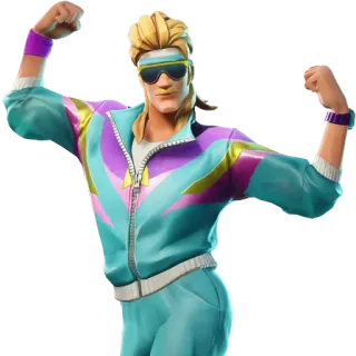 💪 thể dục, thập niên 80, tập luyện, bài tập, retro, fortnite, nhân vật telegram sticker