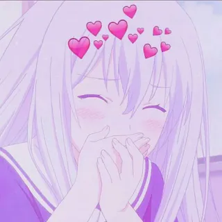 🕸 Dziewczyna anime, Serca, Słodkie, Kreskówka, Ilustracja, Estetyczne telegram sticker