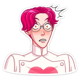 😳 charakter, rosa haare, herz, brille, anime stil telegram sticker