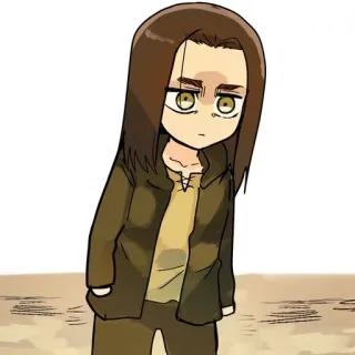 😐 Eren Yeager Attack on Titan Anime, Mangá, Chibi, Eren Yeager, Ataque dos Titãs, Desenho animado telegram sticker