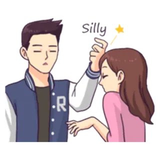😒 Silly coppia, carino, cartone animato, amore, affetto telegram sticker