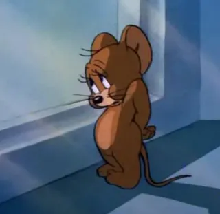 😰 Jerry Mouse Tom and Jerry cartoon, mouse, sad, emotional, Jerry telegram sticker