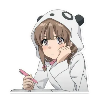 🖊 Anime, Panda, Bluza z kapturem, Słodkie, Dziewczyna, Pisanie telegram sticker