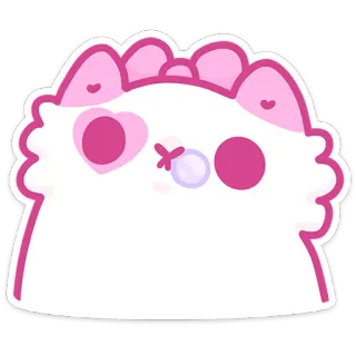 😶 kot, słodki, kawaii, różowy, serce, naklejka whatsapp sticker