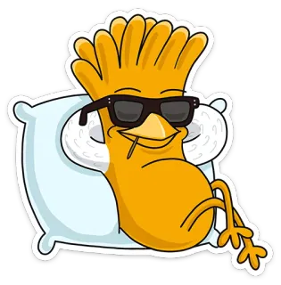 😴 Desenho animado, Personagem, Óculos de sol, Relaxar, Almofada, Relaxante whatsapp sticker