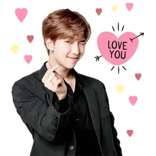 💜 RM LOVE YOU kpop, bts, намджун, любовь, сердечки, айдол whatsapp sticker