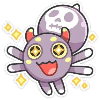 🤩 adesivo, monstro, esqueleto, fofo, desenho animado, diabo, brilhos, roxo, halloween whatsapp sticker
