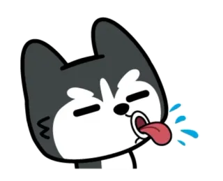 😝 dog, husky, tongue, cartoon, tired, exhausted telegram sticker