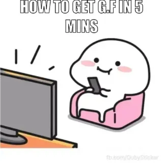 😂 HOW TO GET G.F IN 5 MINS kreskówka, TV, dziewczyna, humor, mem whatsapp sticker
