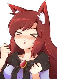 😚 anime meisje, vossenoren, rood haar, kawaii, cartoon, schattig telegram sticker