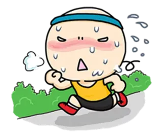 😠 วิ่ง, เหงื่อ, ออกกำลังกาย, การ์ตูน, ตัวละคร, ฟิตเนส telegram sticker