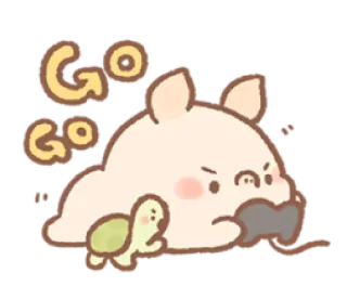 🕹 GO GO หมู, เต่า, สัตว์, การ์ตูน, น่ารัก, สร้างแรงบันดาลใจ telegram sticker