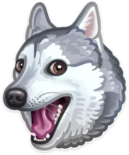 🐶 개, 허스키, 동물, 애완 동물, 만화, 초상화, 스티커 telegram sticker