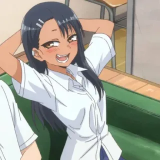 😏 Nagatoro Don't Toy with Me, Miss Nagatoro Anime, Nagatoro, Uniforme scolastica, Personaggio, Seduto, Manga telegram sticker