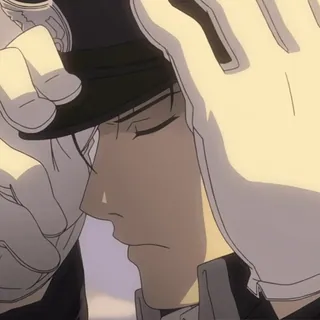 💙 Roy Mustang Fullmetal Alchemist Roy Mustang, Fullmetal Alchemist, anime, salute, gloved hand, military uniform, serious telegram sticker