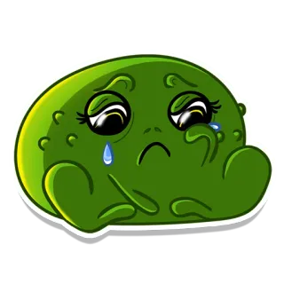 😢 カエル, 悲しい, 泣く, 絵文字, かわいい, 可愛い, 緑, 涙 telegram sticker