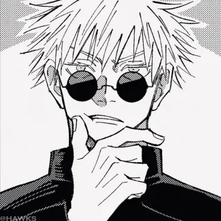 🤔 Satoru Gojo Jujutsu Kaisen @HAWKS Anime, Manga, Jujutsu Kaisen, Satoru Gojo, Gojo, Personnage, Lunettes, Noir et blanc telegram sticker