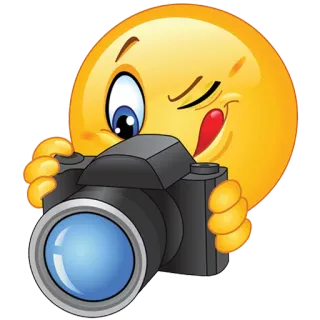 📷 Émoji, Sourire, Clin d'œil, Caméra, Photographie telegram sticker