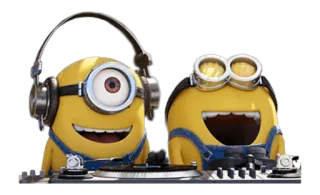 😃 Minion minions, cartoon, animation, dj, music, party telegram sticker