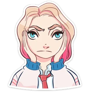 😕 kartun, gadis, wanita, imut, stiker, karakter telegram sticker