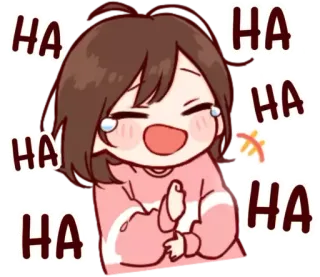 🤣 HA HA HA HA HA HA หัวเราะ, มีความสุข, อนิเมะ, ผู้หญิง, มีม, ตลก, จิบิ, การ์ตูน telegram sticker
