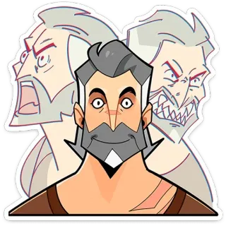 🤪 Мультфильм, Мужчина, Борода, Злой, Иллюстрация, Персонаж telegram sticker