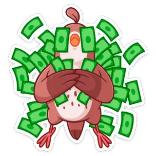 💰 burung, uang, kekayaan, uang tunai, kaya, keuangan telegram sticker
