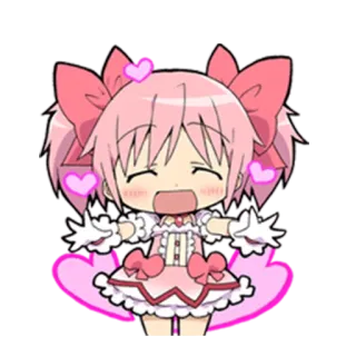 💕 Madoka Kaname Puella Magi Madoka Magica Anime, Carino, Ragazza magica, Rosa, Cuori telegram sticker