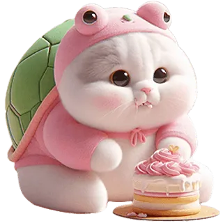 🧁 chat, tortue, gâteau, mignon, kawaii, animal, dessert whatsapp sticker
