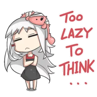 😪 TOO LAZY TO THINK lazy, tired, anime, cute, cartoon telegram sticker