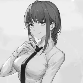 🥰 Makima Chainsaw Man อนิเมะ, มังงะ, Chainsaw Man, มาคิมะ, ผู้หญิง, เนคไท, ตัวละคร telegram sticker