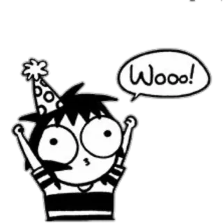 😍 Wooo! festa, party, woo, eccitato, cartoni animati, felice telegram sticker
