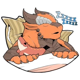 💤 zzzzz dormir, dragon, coussin, requin, dessin animé, sieste telegram sticker