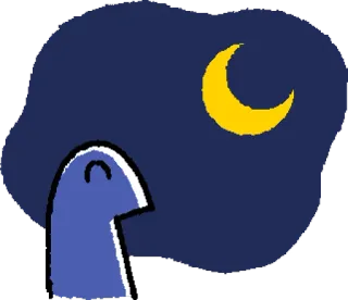 🌙 notte, luna, cartone animato, sogno, pacifico, calmo, osservazione delle stelle telegram sticker