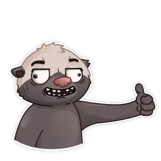 👍 tejón mielero, pulgar arriba, dibujos animados, animal telegram sticker