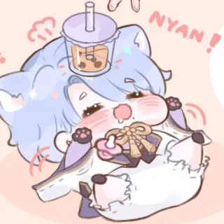 🎐 NYAN! kawaii, cute, anime, chibi, cat, Nyan, boba, sticker telegram sticker