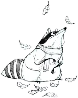 🍂 raccoon, animal, autumn, fall, leaves, scarf, cute, nature telegram sticker