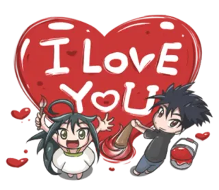 ❤ I Love You love, heart, cute, valentine, cartoon, couple telegram sticker