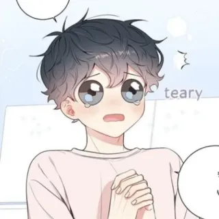 🦢 teary_ anime, boy, crying, tears, cute, sad telegram sticker