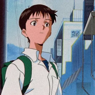 ♥️ Shinji Ikari Neon Genesis Evangelion Anime, Personaje, Escuela, Mochila telegram sticker