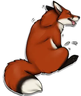 🔴 renard, animal, mammifère, dessin animé, assis, langue, joyeux, gai whatsapp sticker