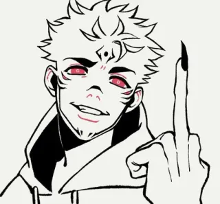 🖕 Anime, Dedo corazón, Ofensivo, Personaje, Arte telegram sticker